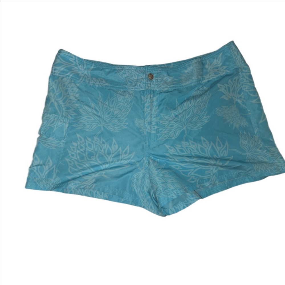 Floral Patterned Blue Women's Athletic Shorts